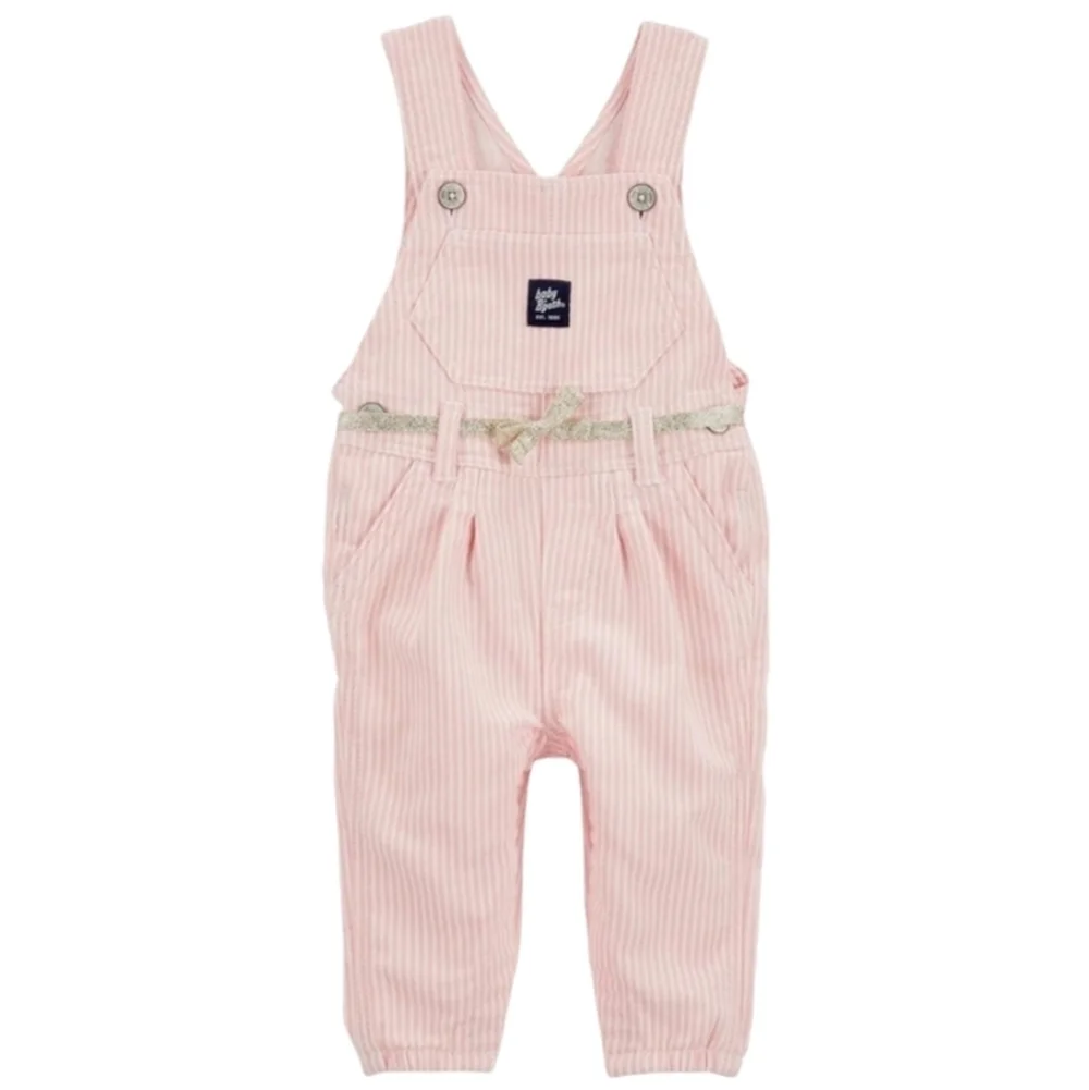 NWT OshKosh B'Gosh Ultra Soft Overalls, Pink Hickory C0079